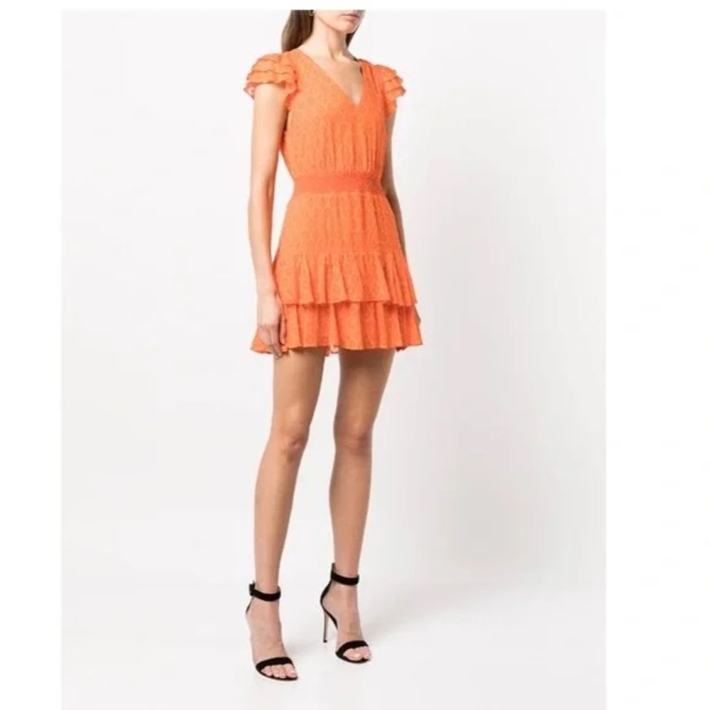 Alice + Olivia Markita Tiered Ruffle Dress in sienna